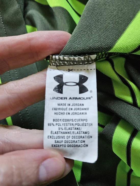 Under Armour Green Striped Polo Shirt HeatGear Performance - Picture 4 of 4
